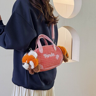 熊猫帆布包时尚新款大容量包包上课大学生通勤托特简约单肩百搭包