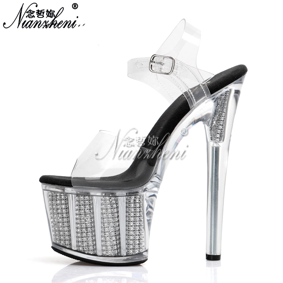 防水台高跟鞋恨天高细跟17厘米超高跟鞋模特走秀宴会礼服演出大码