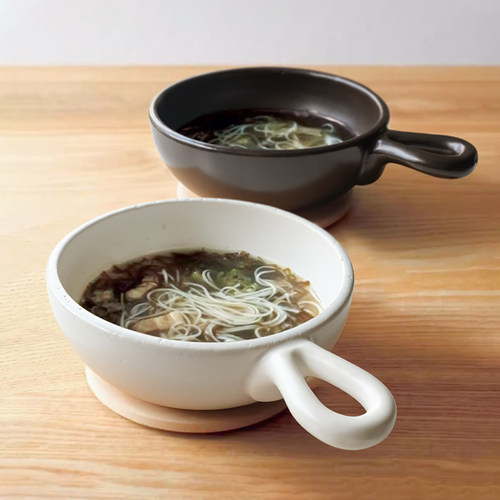 日本制万古烧一人食单柄碗可明火