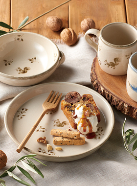 日本制Touji灶师窑森林咖啡马克杯酸奶麦片早餐汤杯沙拉意面甜点