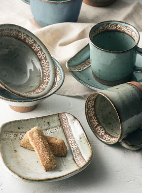 日本制Touji灶师窑雪花咖啡马克杯酸奶麦片早餐汤杯饭碗意面甜点