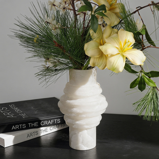 高级质感云石花瓶花器软装 家居样板间售楼处民宿玄关艺术摆件