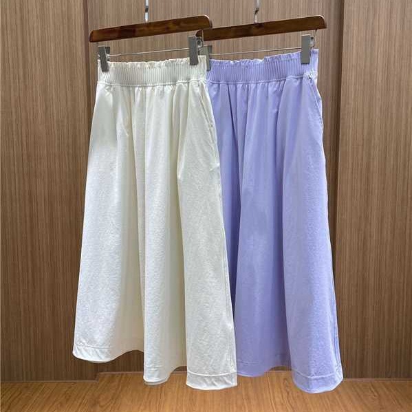 Stretc Wove花边褶皱运动休闲伞裙半身长裙外穿通勤下午茶速干女