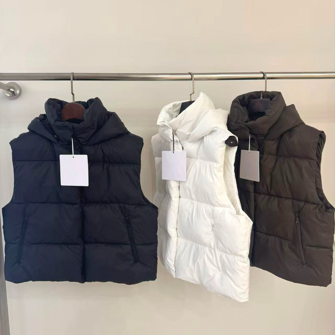 SYARURU北美A家运动羽绒马甲背心棉短款宽松健身瑜伽休闲外穿女