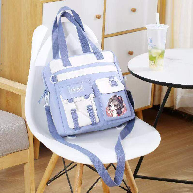 鞠婧祎kiku同款周边单肩包斜挎包男女初中小学生大容量上课手提袋