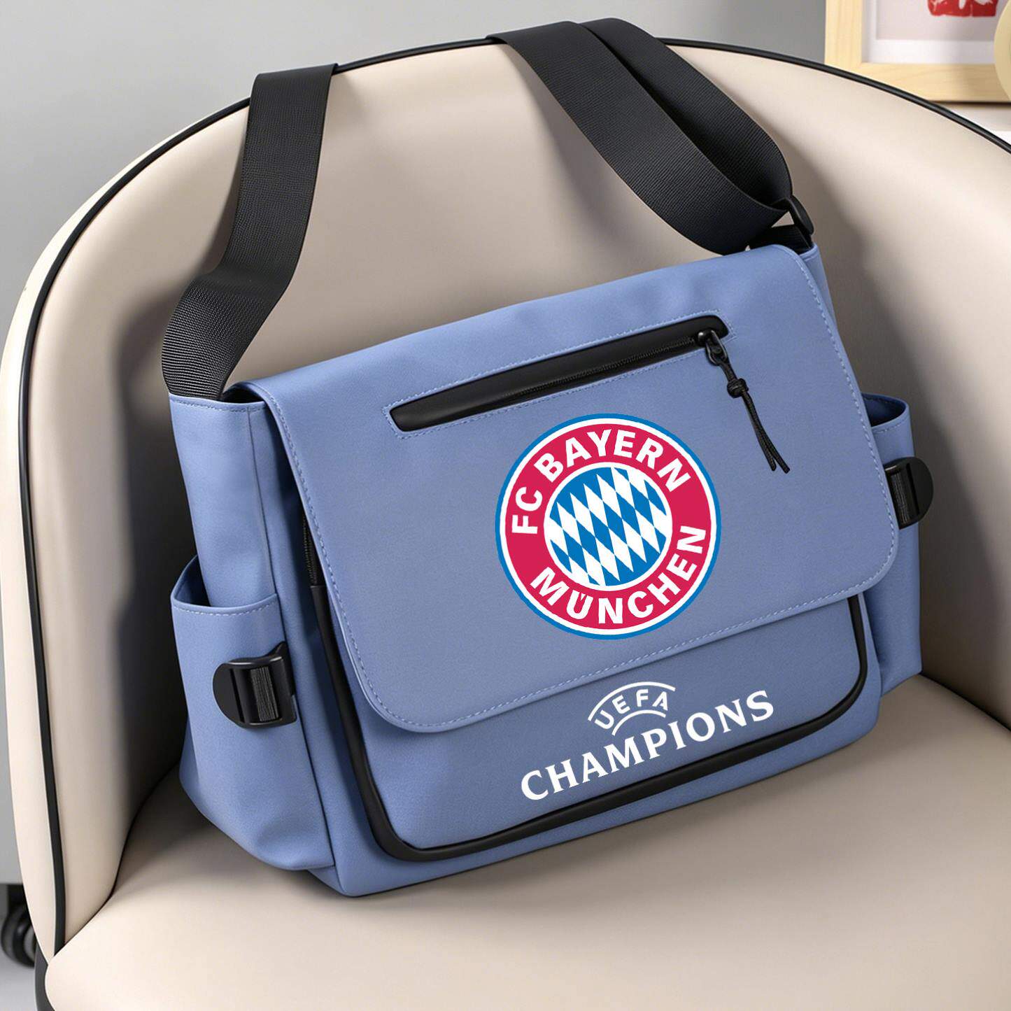 欧冠足球周边单肩补习袋皇马巴萨大巴黎曼城曼联男女中学生斜挎包