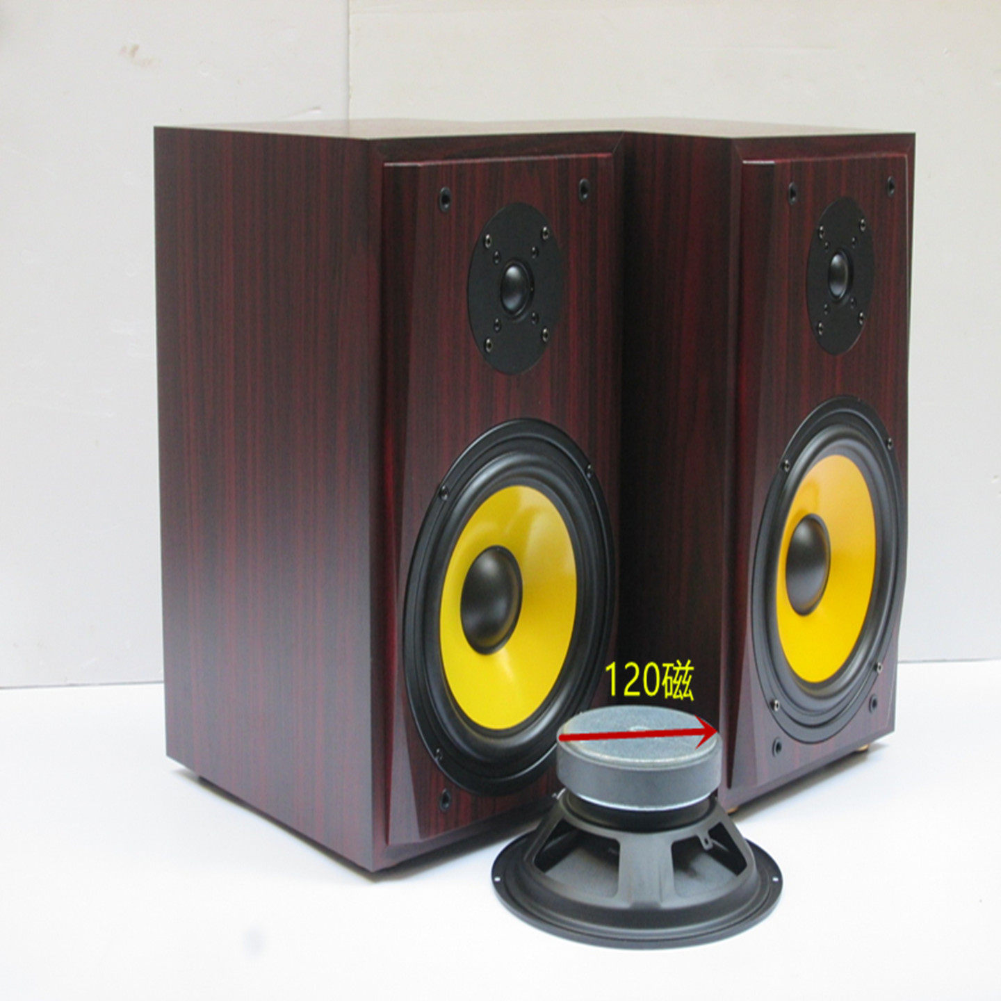 8.5寸120磁喇叭二分频Hifi书架式无源高低音木质2.0音箱音响