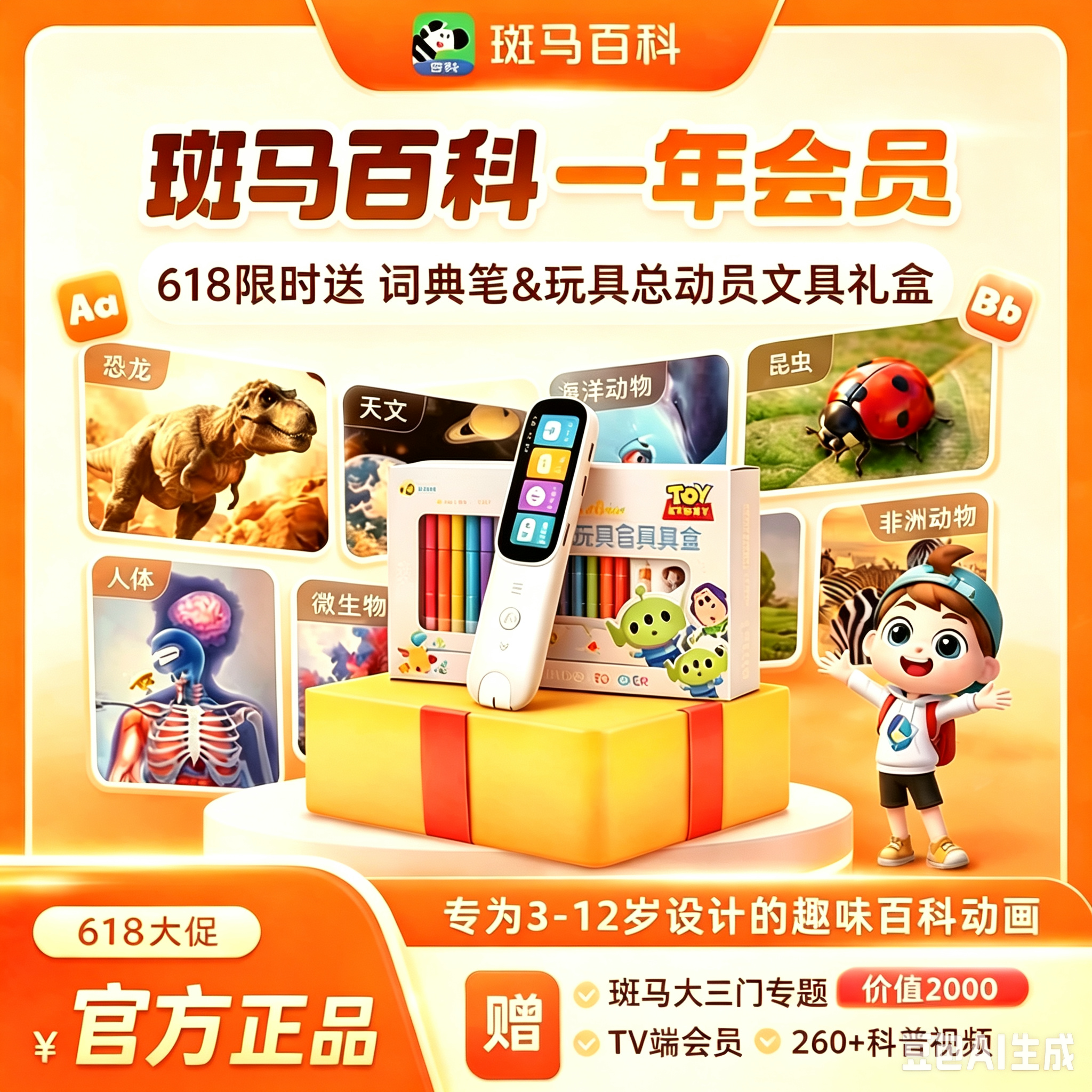 【官方正版直充】升级抢先看解锁全部主题斑马百科会员1年2年会员