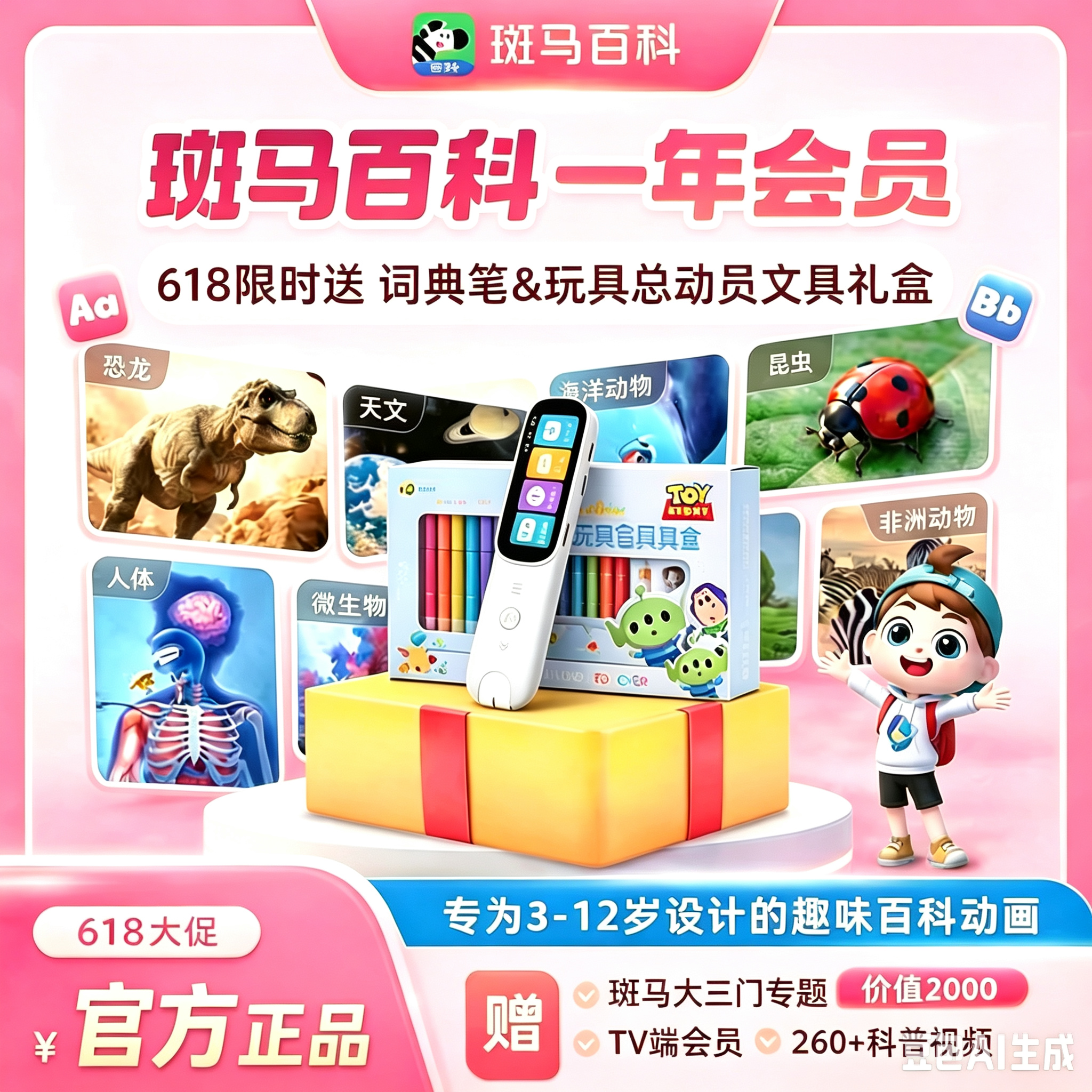 【官方正版直充秒到账】全部主题可看斑马百科年卡会员1年两年卡