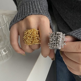 新设计感小众高级百搭烟花种子造型开口戒指夸张欧美复古指环