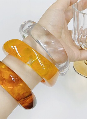 新款春夏欧美个性ins风时尚简约中性百搭晕染树脂手镯