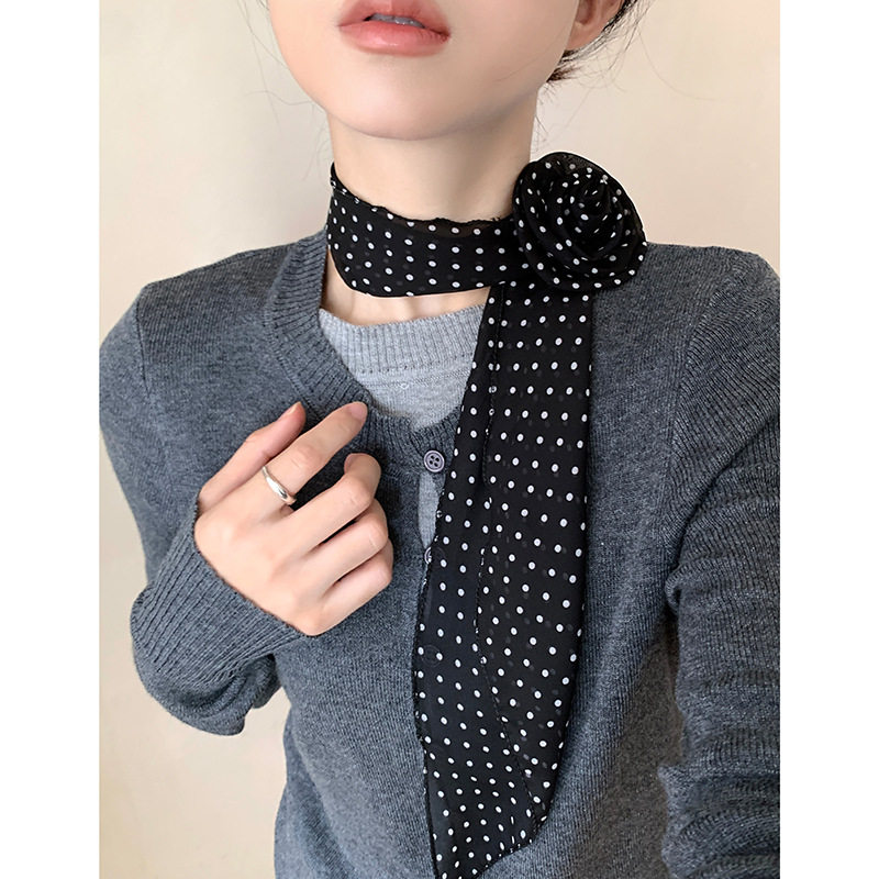 长条波点丝巾花朵鸭嘴夹女百搭玫瑰花围脖飘带配饰高级感气质发饰,饰品/流行首饰/时尚饰品新,发饰,淘宝优惠券,粉丝福利购,淘宝优惠卷