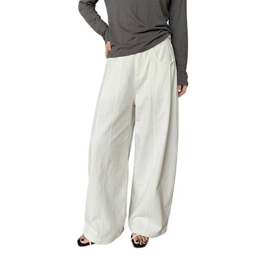 韩版廓形休闲长裤2026春季新品宽松立体裁剪弯刀裤T6199C