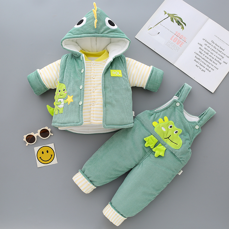 女童加厚卡通三件冬装1-2-3棉衣