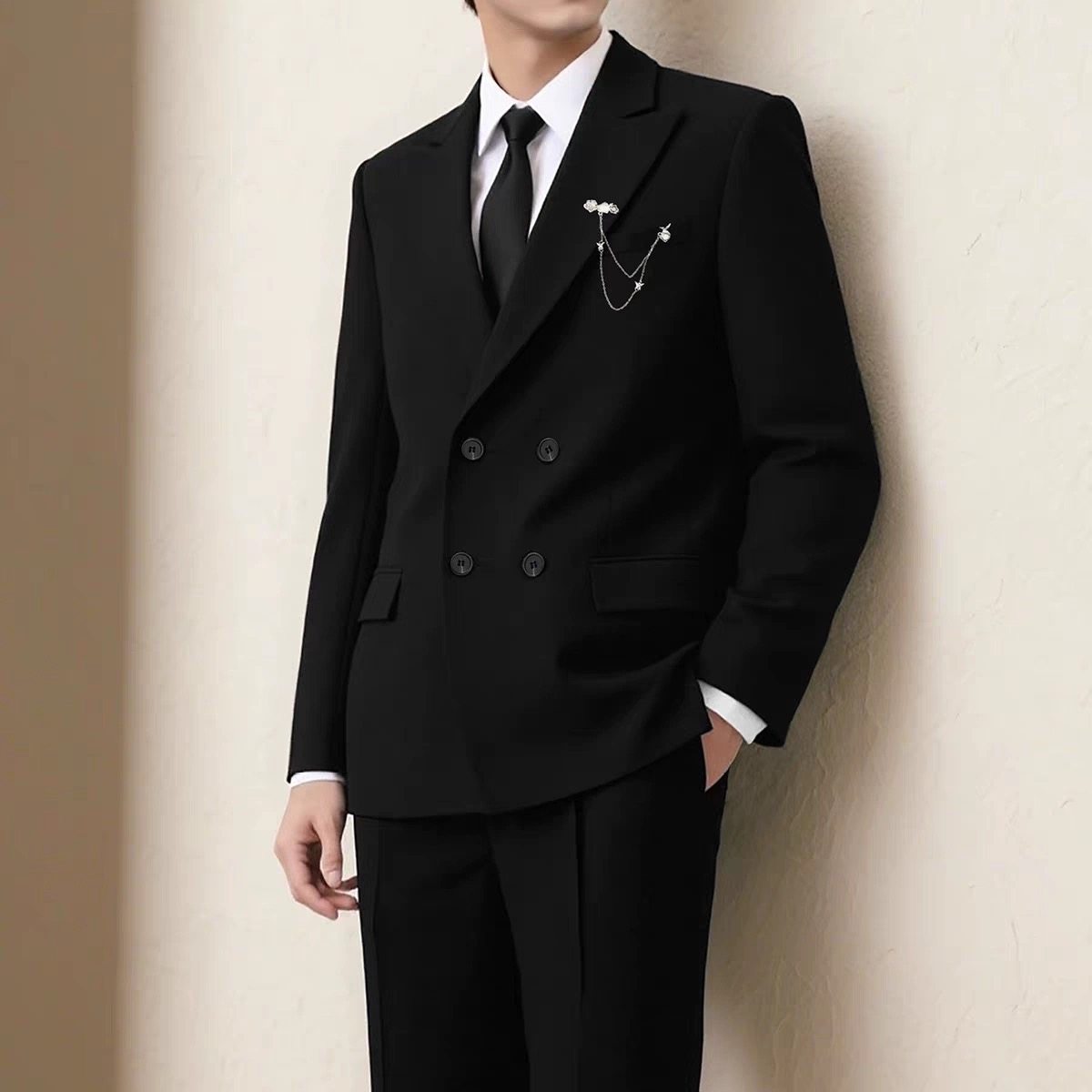 韩版男高级感西装正装双排扣礼服套装青少年成人礼dk制服休闲西服