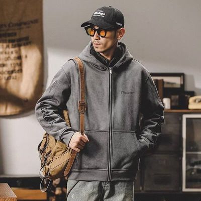 拉链开衫卫衣男连帽春秋款大码男士加绒加厚运动外套男款2025新款