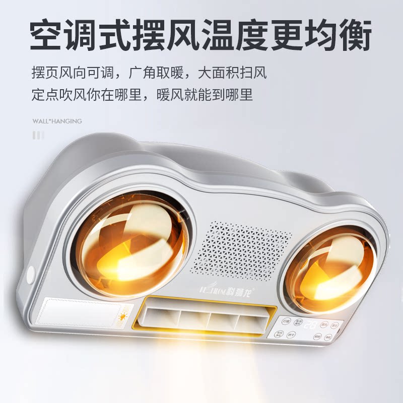 定制壁挂式取暖器浴室暖风机灯卫生间免打孔浴霸科狮暖龙挂壁灯泡