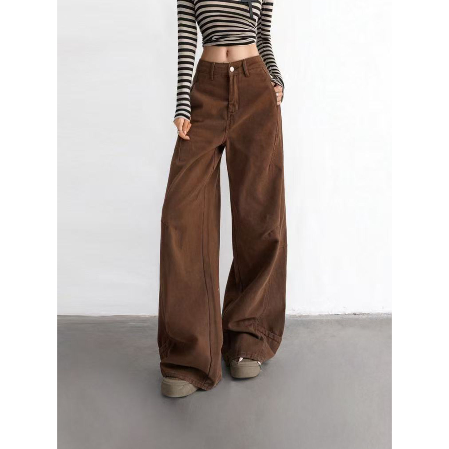 2025秋美式复古辣妹高腰工装裤宽松显瘦百搭显腿长阔腿裤长裤女裤,女装/女士精品,牛仔裤,淘宝优惠券,粉丝福利购,淘宝优惠卷