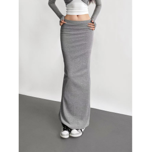 长裙 低腰包臀半身裙显瘦百搭纯欲基础款 25秋美式 辣妹纯色弹力修身