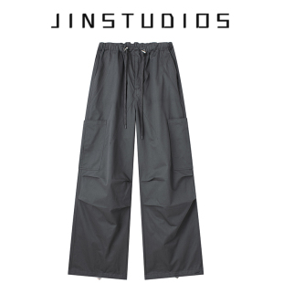 显瘦显腿长宽松辣妹阔腿裤 25秋美式 裤 口袋褶皱工装 复古运动风个性