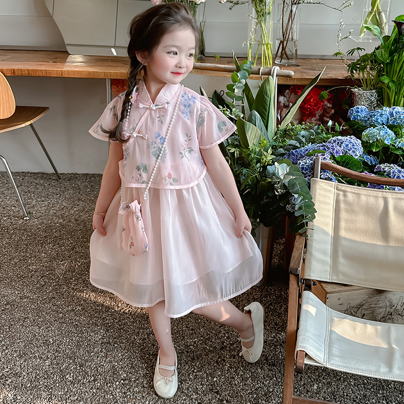 女童国风高级改良汉服女孩洋气时髦连衣裙夏季2024新款中国风古装