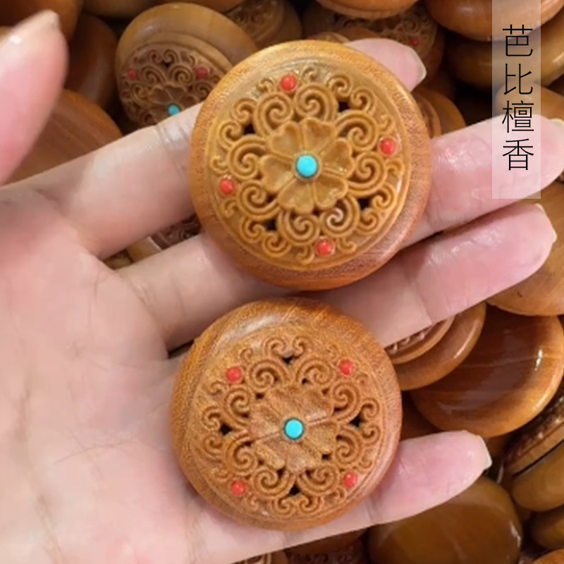 芭比檀香雕刻入画款小香盒 茶室客厅书房工艺品装饰文玩厂家