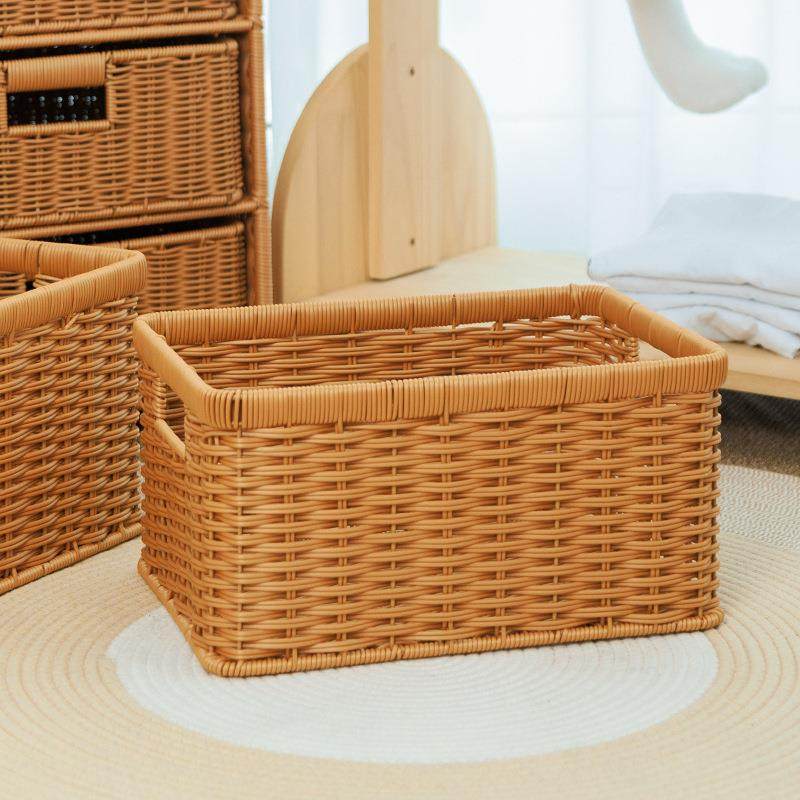 仿藤编客厅茶几收纳筐电视柜抽屉整理篮桌面零食筐厨房蔬果置物篮,收纳整理,其他收纳,淘宝优惠券,粉丝福利购,淘宝优惠卷