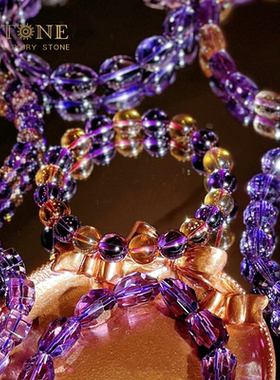 普琳丝天然水晶乌拉圭紫水晶手链紫晶紫色手串女生日礼物饰品