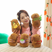 汉堡包背包水豚鼠公仔水豚鼠玩偶土拨鼠毛绒玩具生日礼物伴手礼