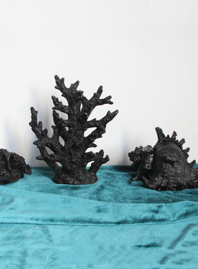 精致树脂仿真珊瑚摆件鱼缸造景装饰品黑色海洋生物水族箱工艺品