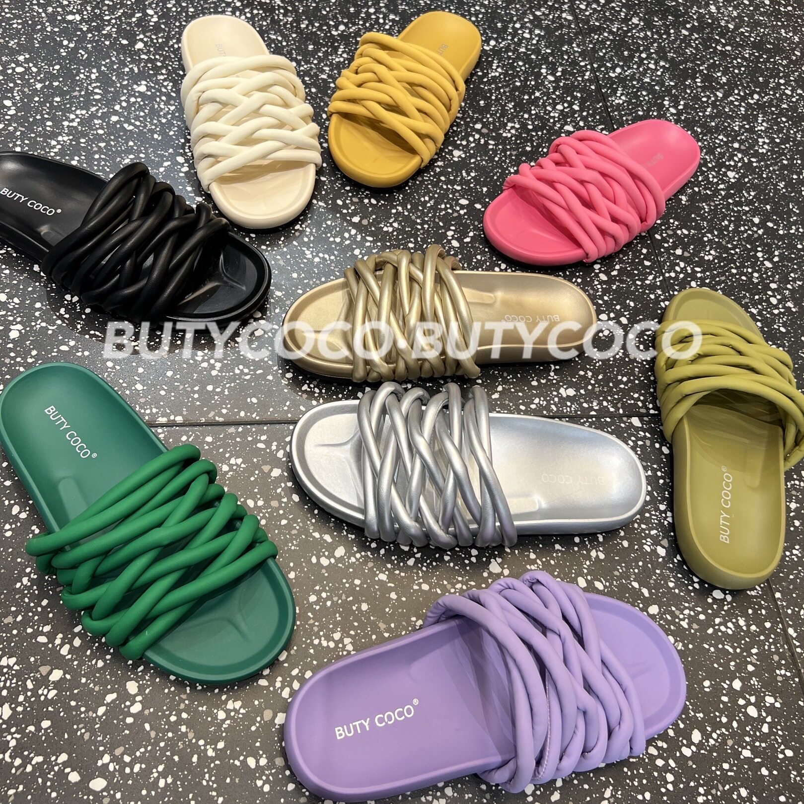 BUTY COCO专柜2025春夏新款圆头浅口麻花编织软底沙滩外穿女拖鞋