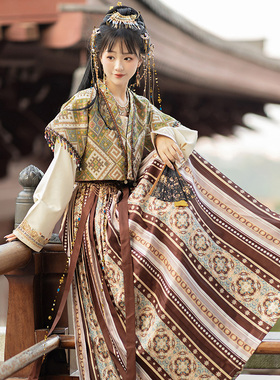 青衣初见原创【与秋词】敦煌异域风唐制褙子汉服女齐腰日常秋冬