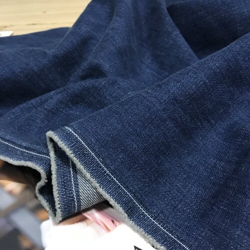 高端牛仔裤布料中厚丹宁蓝色弹力水洗软高档次春秋服装面料设计