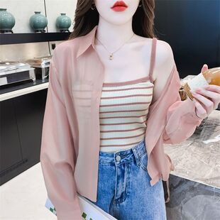 防晒衣女款夏季2026年新款薄款衬衫外套防晒雪纺开衫短款上衣夏天