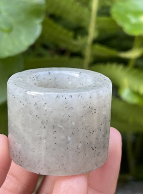 新疆和田玉籽玉点墨青花扳指戒指圈口20内径戒圈指环手饰把玩包邮