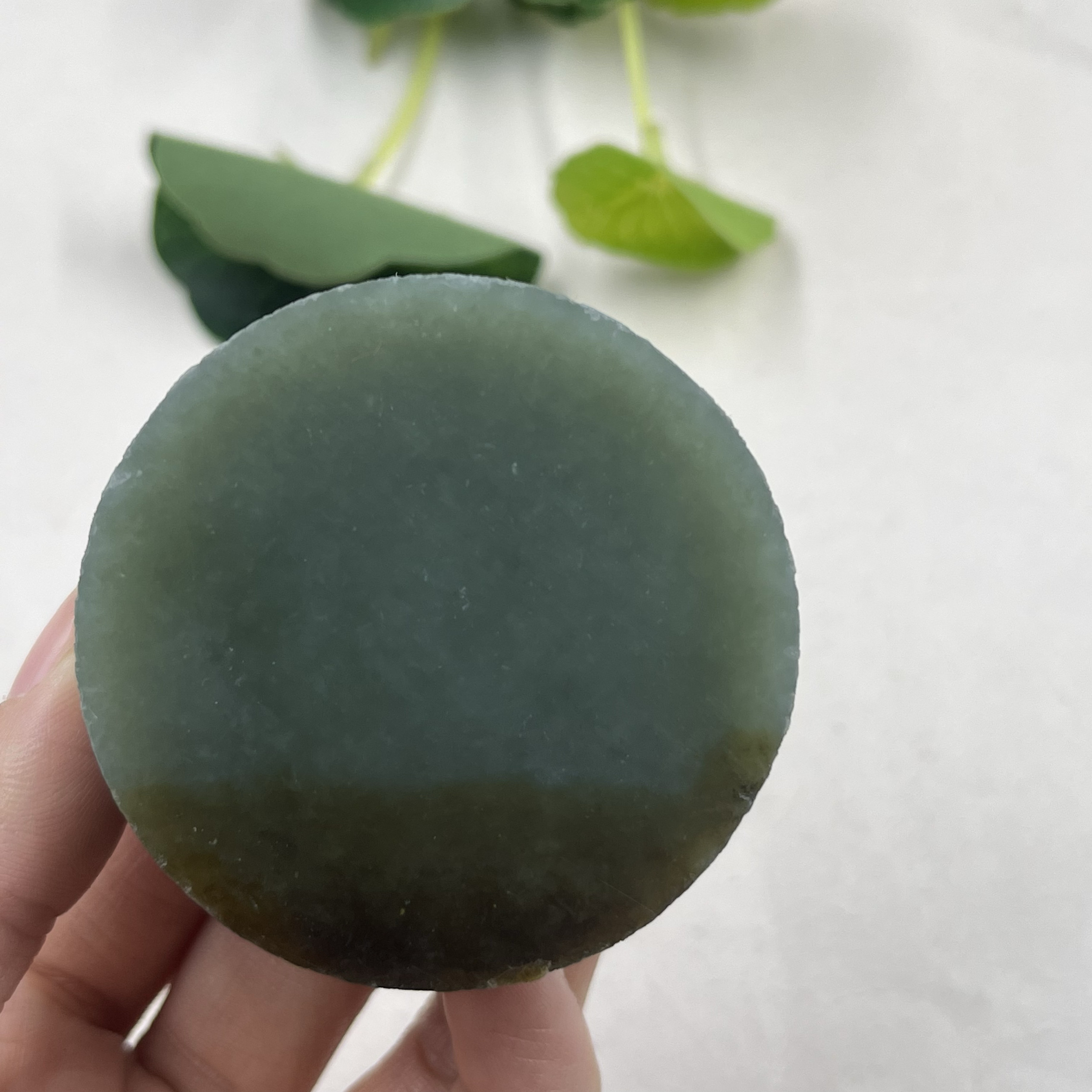 新疆和田玉糖青玉且末手镯芯牌子边角料下脚料DIY圆牌包邮91克ta