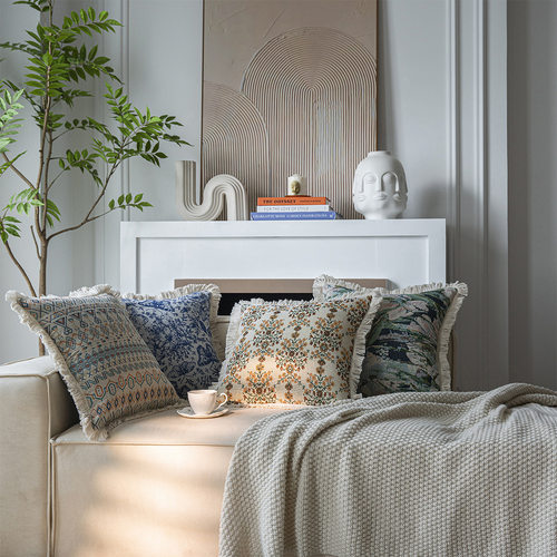 伊缦琪韵美式提花多色沙发抱枕床头靠垫客厅靠枕椅子汽车不含芯