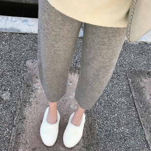 女外穿羊毛宽松萝卜裤 奶奶裤 高腰新款 2025秋冬羊绒针织九分阔腿裤