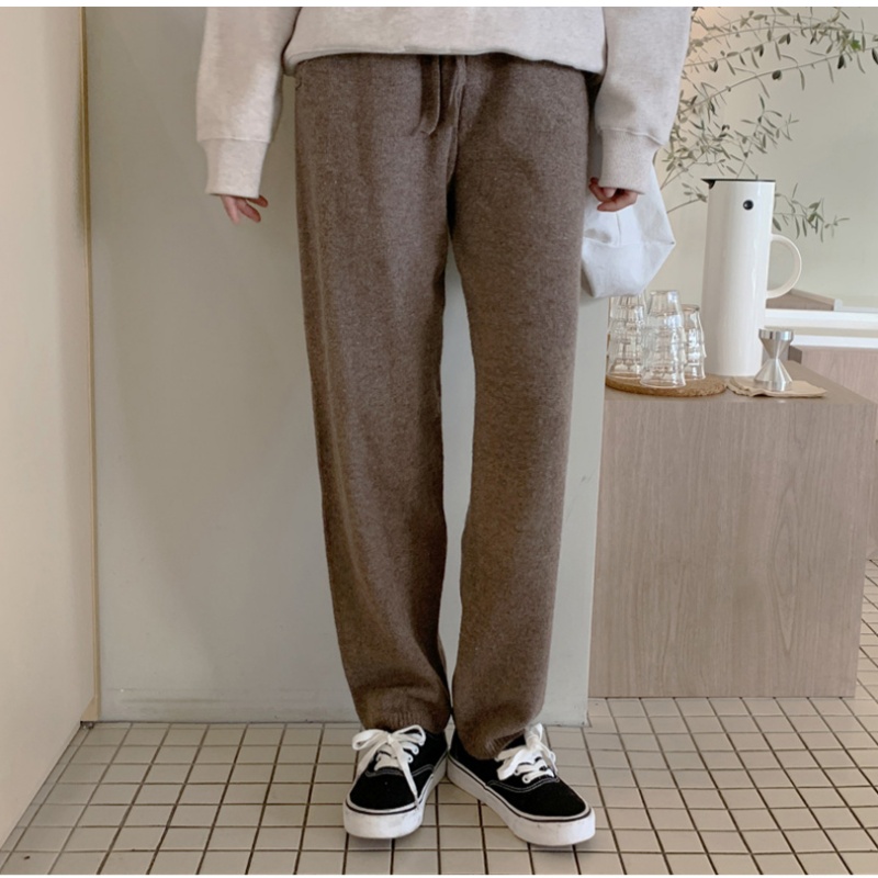 巨显瘦又保暖羊绒针织裤羊毛小脚裤秋冬B备通勤外穿羊绒裤抽绳裤