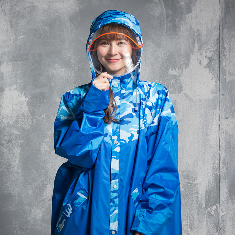 大码雨衣时尚单人带袖双帽檐电动车雨披骑行男女连体长款防暴雨 居家日用 雨披/雨衣 原图主图