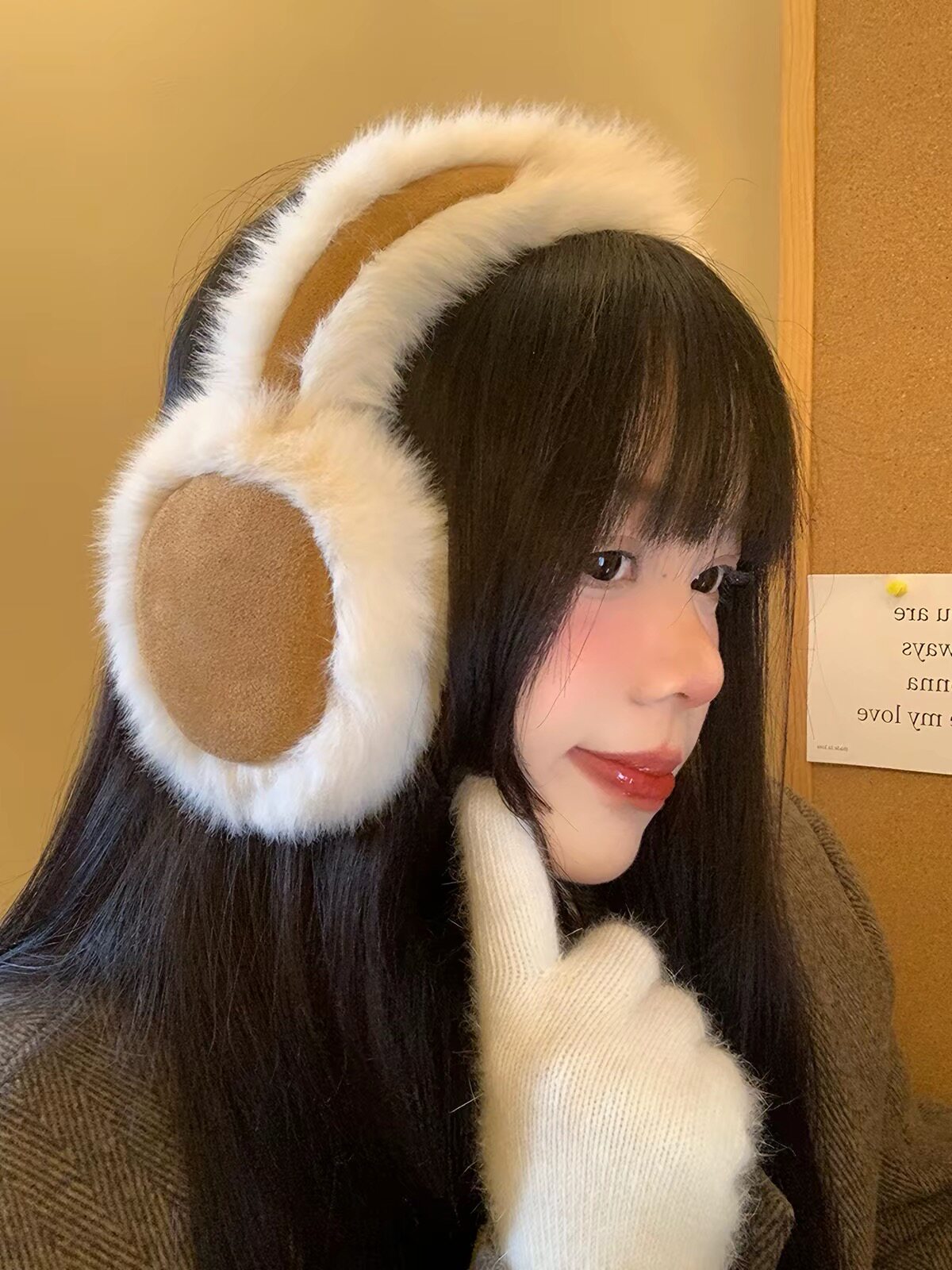 麂皮绒毛绒耳罩女冬季韩版加绒保暖耳套骑行防寒耳暖耳包耳捂子潮