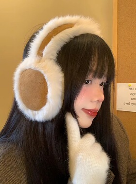 麂皮绒毛绒耳罩女冬季韩版加绒保暖耳套骑行防寒耳暖耳包耳捂子潮