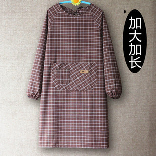 长袖 成人新款 家用厨房家务女工作反穿罩衣 倒褂偏大码 加长围裙男士