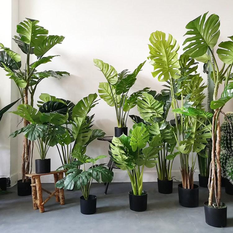 仿真植物龟背竹绿植盆栽龟背树叶大盆景北欧家居室内落地装饰摆件