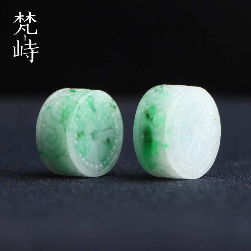 梵峙翡翠雕花平安扣怀古挂件吊坠配饰白底青缅甸A货送证书