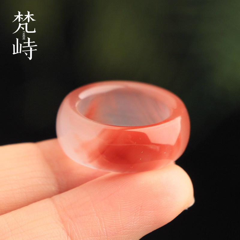 梵峙15.8南红玛瑙冰飘花戒指宽版跑环川料原矿送证书