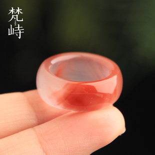 梵峙15.8南红玛瑙冰飘花戒指宽版跑环川料原矿送证书