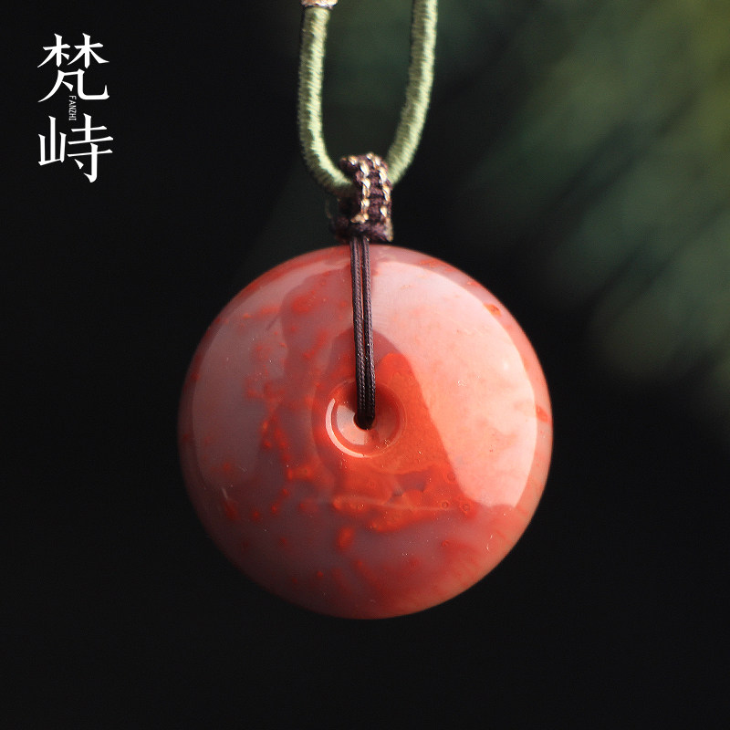 梵峙28.5南红玛瑙平安扣面包扣