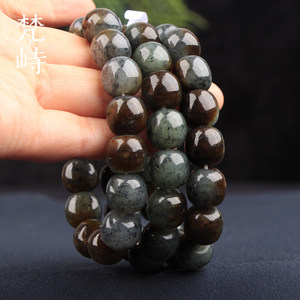 梵峙14和田玉糖青花玉约老型珠手链男女首饰精品手串单圈送证