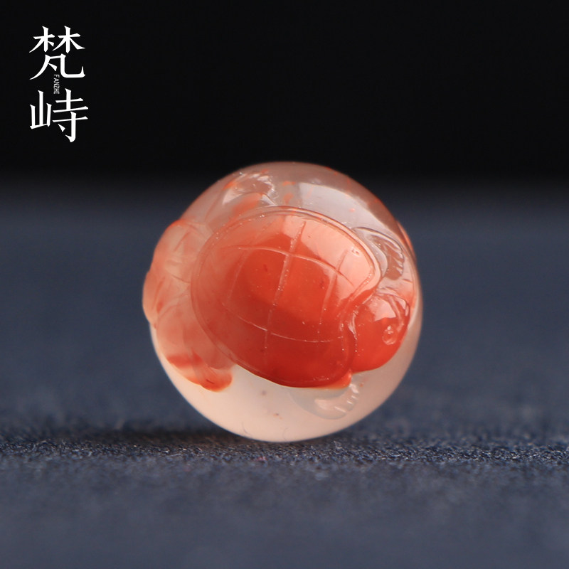 梵峙16.5南红玛瑙龙龟乌龟单珠圆珠散珠多宝珠配饰川料原矿送证书